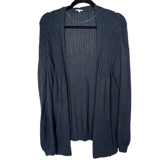 Hem & Thread M Teal Blue Green Chunky Knit Open Front Cardigan Sweater Textured - Picture 1 of 8